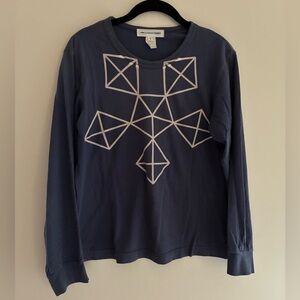 Comme des Garçon Geometric Design Blue Long Sleeve Shirt